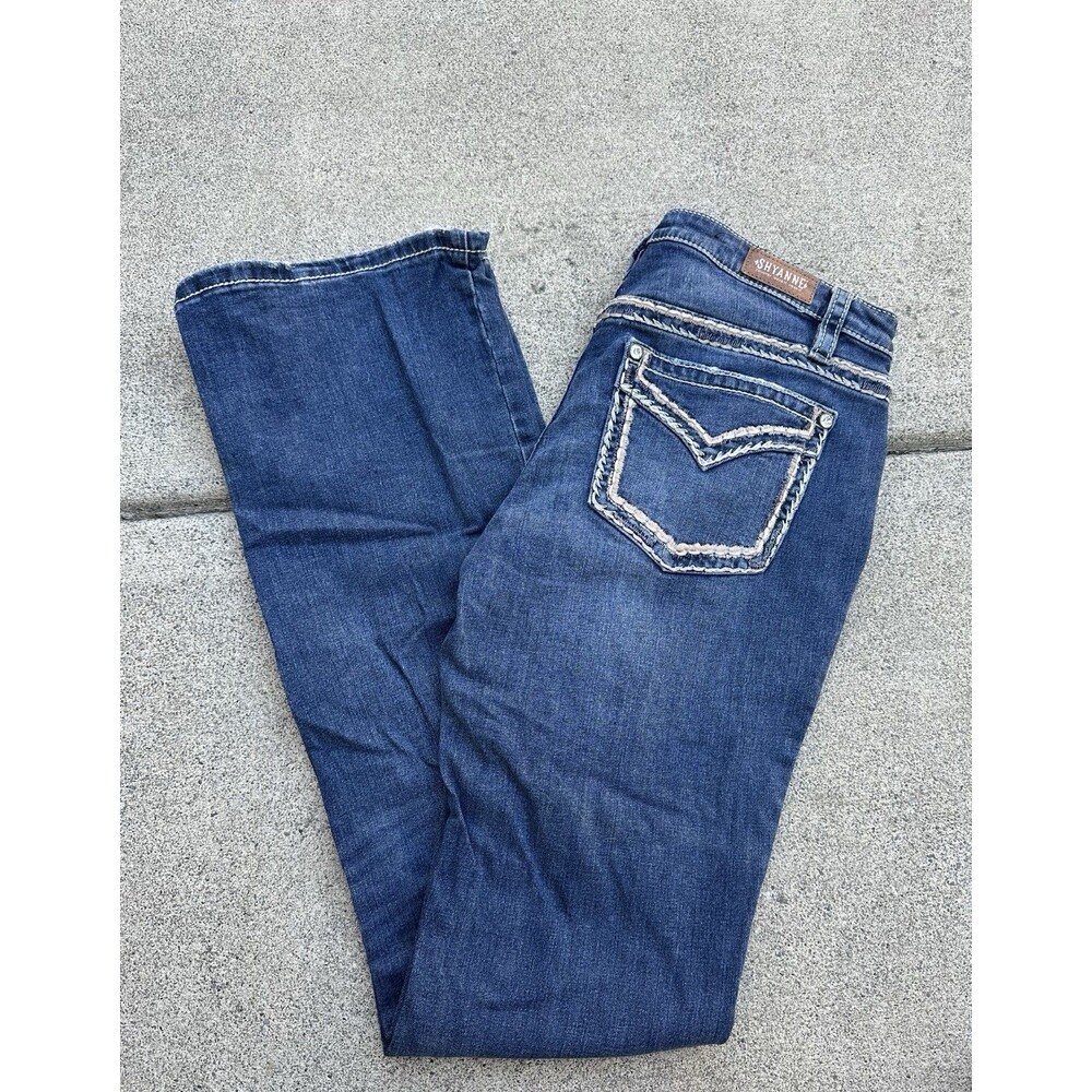 Shyanne Womens BootcutJeans Dark Wash Embroidered Flap Pocket Size 31x34 Western